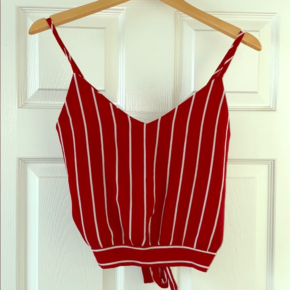 Red and white striped crop top